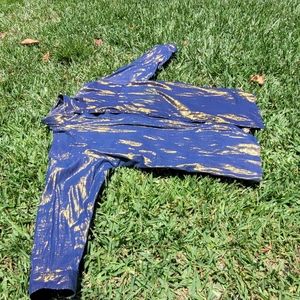 Blue, shiny, reflective women's long-sleeved shirt